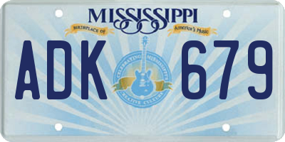 MS license plate ADK679