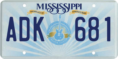 MS license plate ADK681