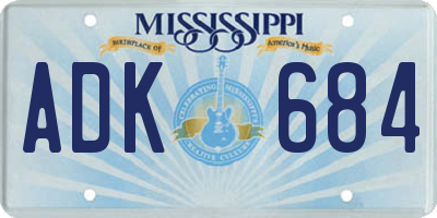 MS license plate ADK684