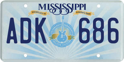 MS license plate ADK686