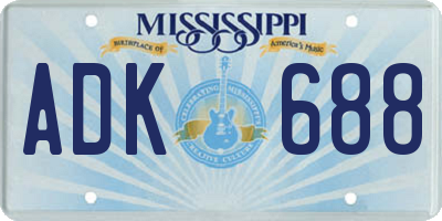 MS license plate ADK688