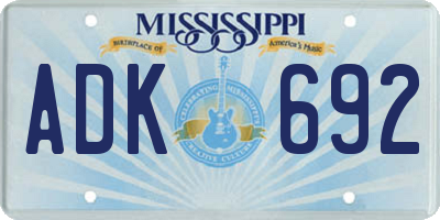 MS license plate ADK692
