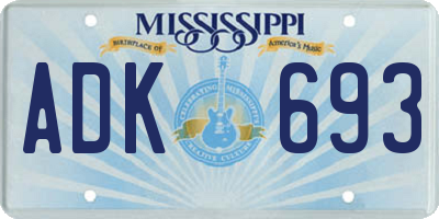 MS license plate ADK693