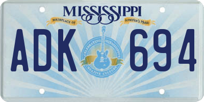 MS license plate ADK694