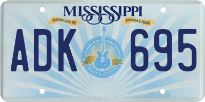 MS license plate ADK695