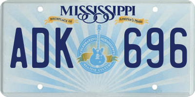 MS license plate ADK696