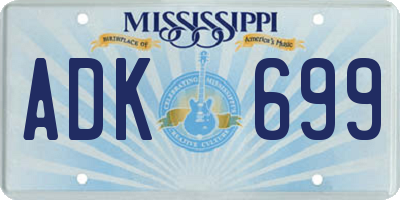 MS license plate ADK699