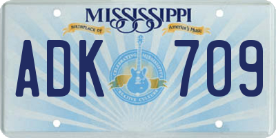 MS license plate ADK709