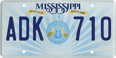 MS license plate ADK710