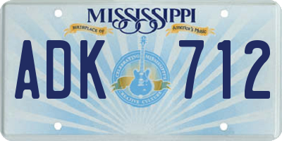 MS license plate ADK712