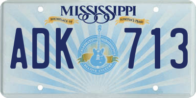 MS license plate ADK713