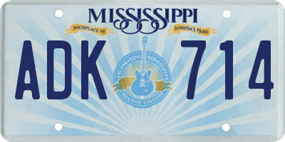 MS license plate ADK714