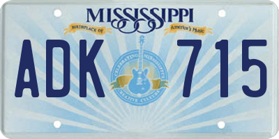 MS license plate ADK715
