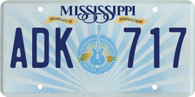 MS license plate ADK717