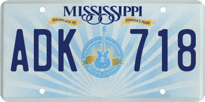 MS license plate ADK718