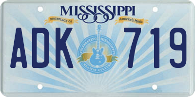 MS license plate ADK719