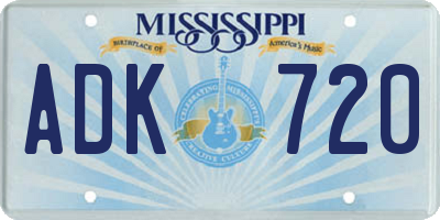 MS license plate ADK720