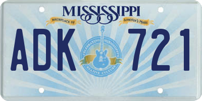 MS license plate ADK721