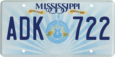 MS license plate ADK722