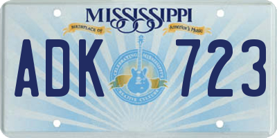 MS license plate ADK723