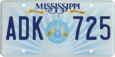 MS license plate ADK725
