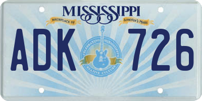MS license plate ADK726