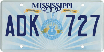 MS license plate ADK727