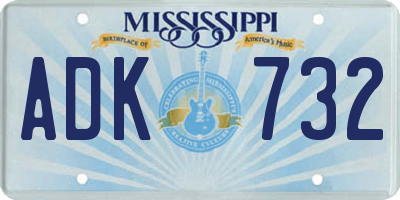 MS license plate ADK732