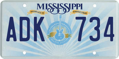MS license plate ADK734