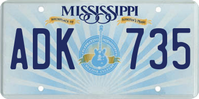 MS license plate ADK735