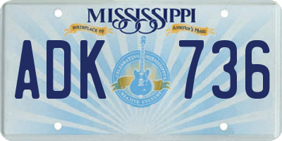 MS license plate ADK736
