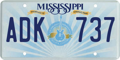 MS license plate ADK737