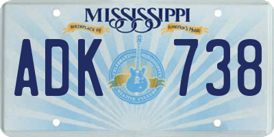 MS license plate ADK738