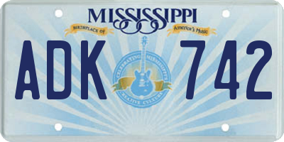 MS license plate ADK742