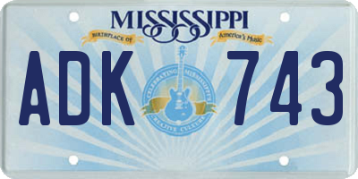 MS license plate ADK743