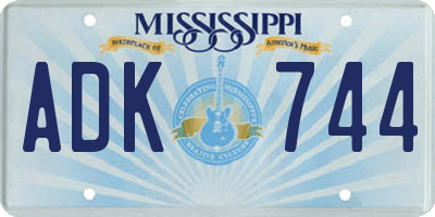 MS license plate ADK744