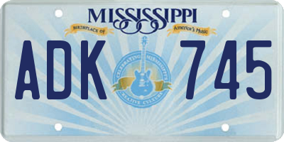 MS license plate ADK745