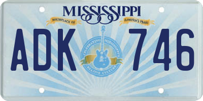 MS license plate ADK746