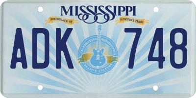 MS license plate ADK748