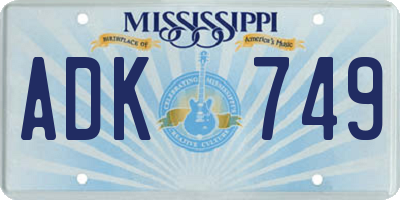 MS license plate ADK749