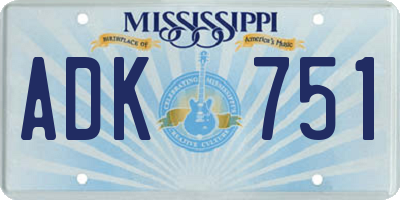 MS license plate ADK751