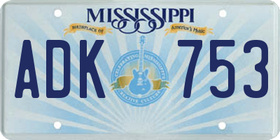 MS license plate ADK753