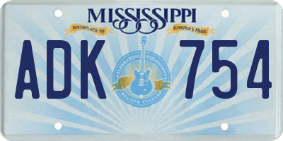 MS license plate ADK754