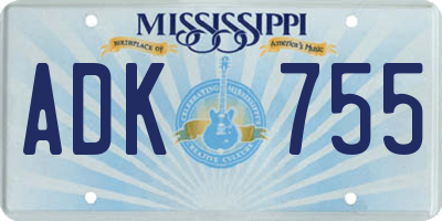 MS license plate ADK755
