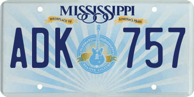 MS license plate ADK757