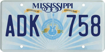 MS license plate ADK758