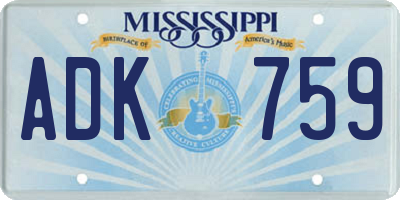 MS license plate ADK759