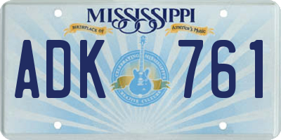MS license plate ADK761