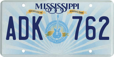 MS license plate ADK762