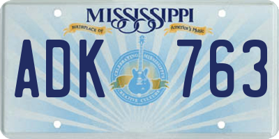 MS license plate ADK763